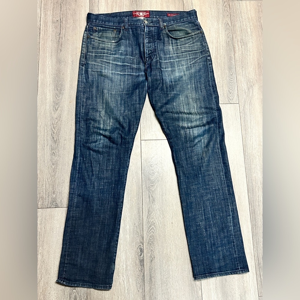 Lucky Brand men’s 121 heritage slim denim jeans dark wash 36x34